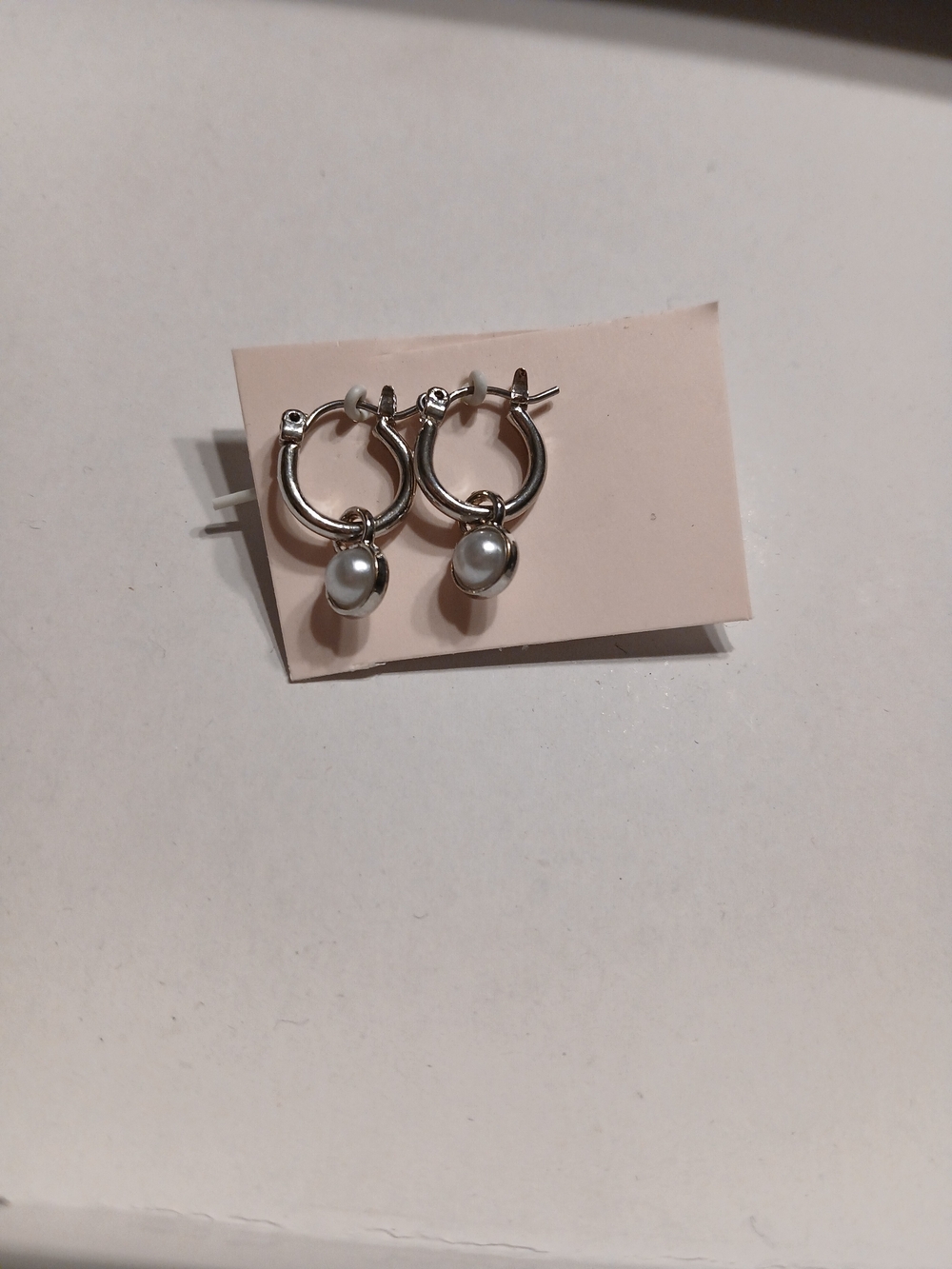 Silver Hoop Earrings with Pearl Drop - Elegant Women's Jewelry